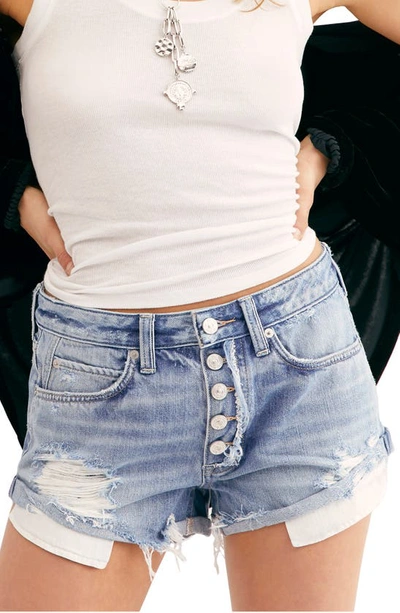 Free People Romeo Rolled Cutoff Denim Shorts In Far Out