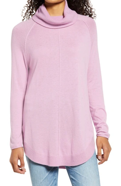 Caslonr Turtleneck Tunic Sweater In Pink Gale