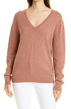 Vince Weekend V-neck Cashmere Sweater In Vnr-vintage Rose