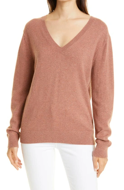 Vince Weekend V-neck Cashmere Sweater In Vnr-vintage Rose