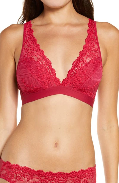 Wacoal Embrace Lace Deep-v Bralette In Persian Red