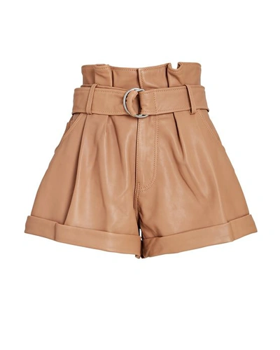 Marissa Webb Dixon Leather Paper Bag Shorts In Beige