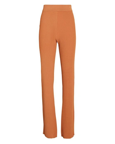 A.l.c Logan Ribbed-knit Flared Trousers In Orange