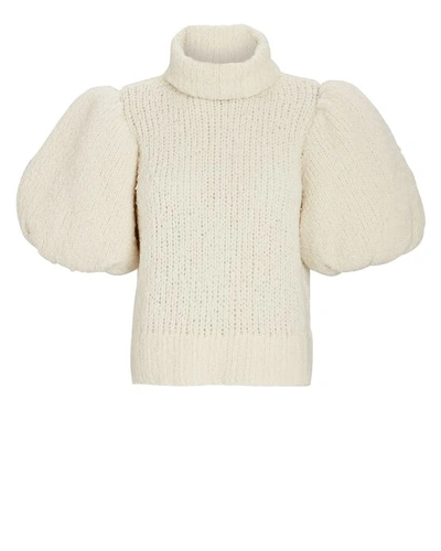 Aje Puff-sleeve Wool-blend Turtleneck Sweater In Ivory