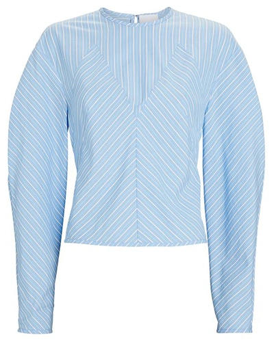 Aknvas Margot Striped Puff Sleeve Top In Pool