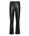 Mother The Weekender Mid-rise Faux-leather Flare Jeans In Black