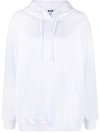 Msgm Metallic-logo Cotton Hoodie In Weiss