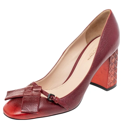 Pre-owned Bottega Veneta Red Leather Ombre Cherbourg Pumps Size 38