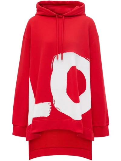 Burberry Aurore - Love Print Cotton Oversized Hoodie In Red