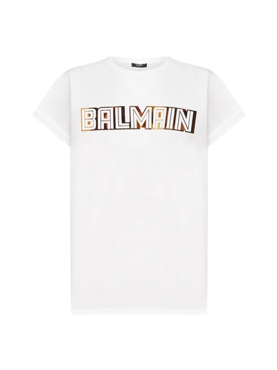 Balmain Logo Cotton T-shirt In White