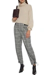 ALICE AND OLIVIA PARIS PRINCE OF WALES CHECKED FLANNEL TAPERED PANTS,3074457345626606654