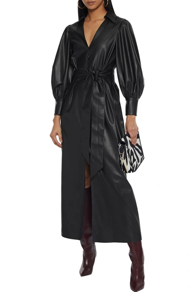Alice And Olivia Zarita Belted Faux Leather Maxi Dress In Black