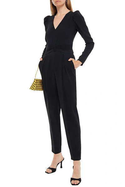 Red Valentino Pleated Stretch-crepe Jumpsuit In Black