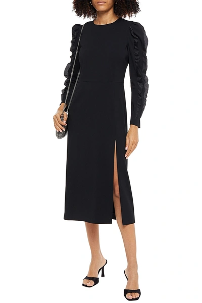 Red Valentino Ruffle-trimmed Crepe Midi Dress In Black
