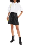 RED VALENTINO PLEATED BELTED LEATHER SHORTS,3074457345628857689