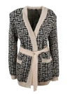 BALMAIN BALMAIN MONOGRAM TIE BELT CARDIGAN