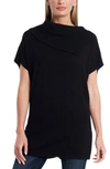 VINCE CAMUTO FOLDOVER SPLIT NECK SHORT SLEEVE TUNIC SWEATER,9150227E