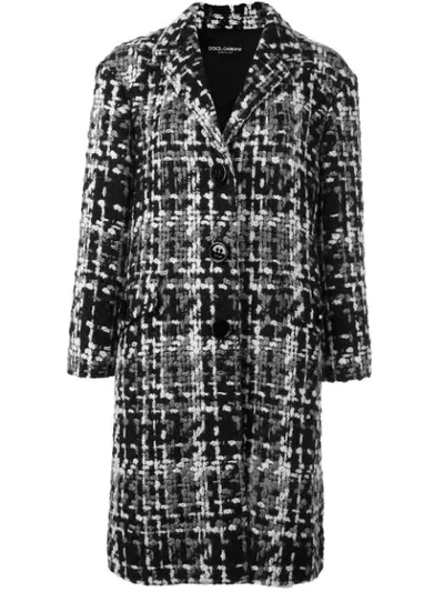 Dolce & Gabbana Wool-blend Tweed Coat In Black