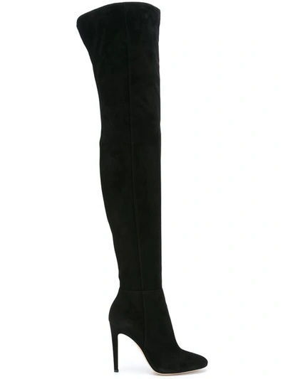 Gianvito Rossi Suede Over-the-knee Boots In Black