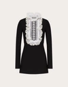 Valentino Women's Embroidered-lace Wool And Silk-blend Mini Dress In Black/ivory