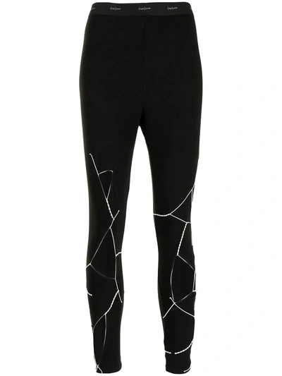 Yohji Yamamoto Logo-waist Cut-out Leggings In Schwarz