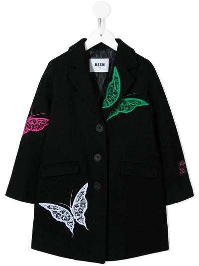 Msgm Teen Single Breasted Coat In Black