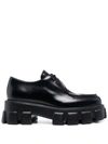Prada Monolith Sharp Leather Lug-sole Lace-up Shoes In Rosa