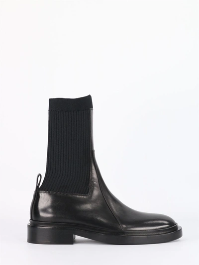 Jil Sander Ribbed Sock Chelsea Boots In Black