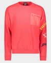 Paul & Shark Organic Cotton Sweatshirt Winter Fleece With Printed Logo In Red
