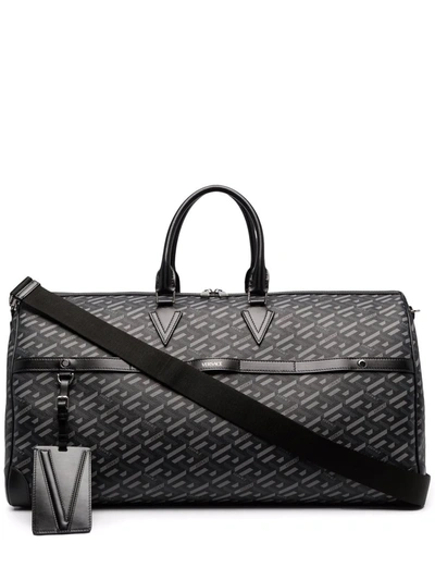 Versace La Greca Weekend Bag In Black