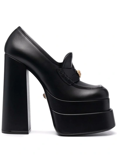 Versace Black Aevitas Platform Heels In Nero