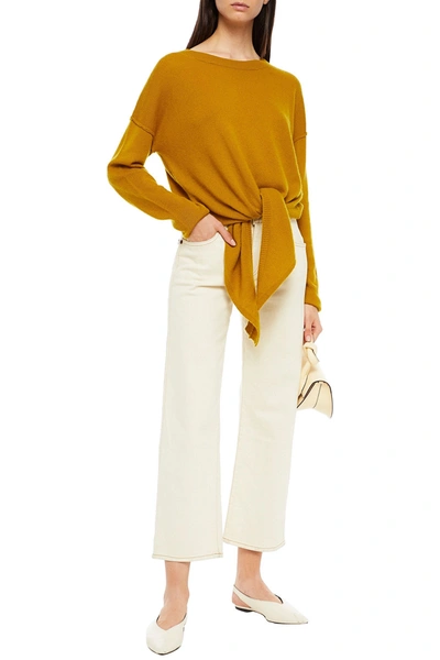 Charli Tie-front Cashmere Jumper In Mustard