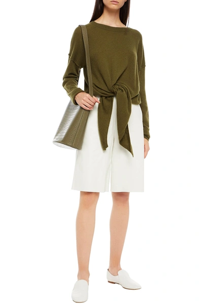 Charli Tie-front Cashmere Jumper In Army Green