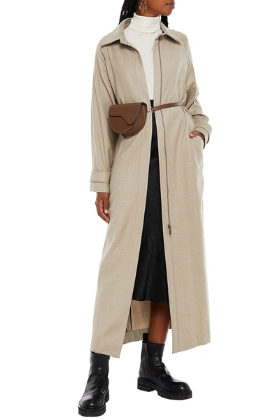 Bouguessa Oversized Wool-blend Twill Coat In Beige