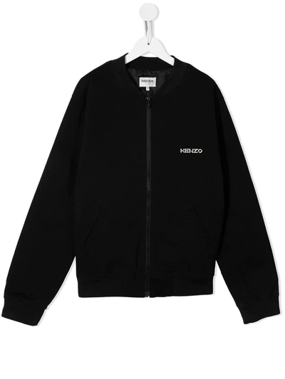 Kenzo Embroidered Logo Sweatjacket In Black