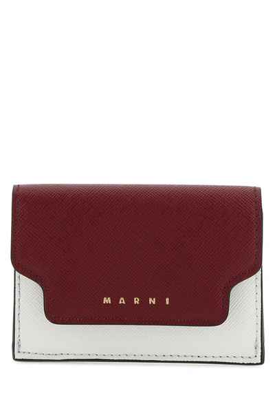 Marni Multicolor Saffiano Leather Card Case In Red,white,dijon