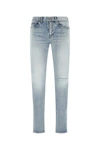 Saint Laurent Light Blue Stretch Denim Jeans In Blue