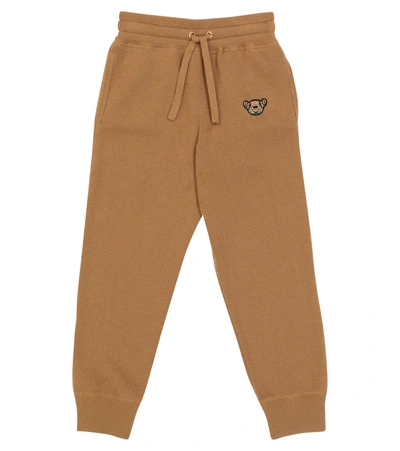 Burberry Kids' Thomas Bear Embroidered Cashmere Jumper Joggers In Dark Sand