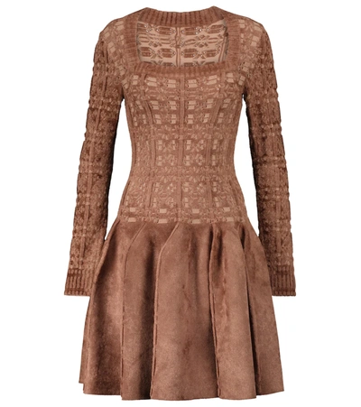 Alaïa Velvet Minidress In Brown