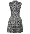 Alaïa Leopard Jacquard Front Zip Sleeveless Fit & Flare Dress In Grey