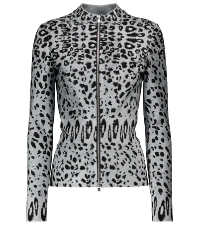 Alaïa Leopard-print Velvet Jacket In Gris Noir