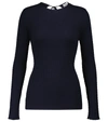 Victoria Beckham Open-back Ribbed Merino Wool Sweater In Blue