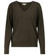 Vince Weekend V-neck Cashmere Sweater In Green