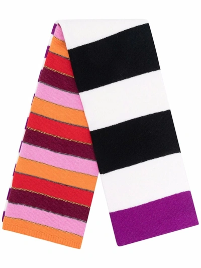 Sonia Rykiel Striped Lambswool-blend Scarf In Weiss