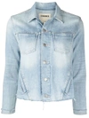 L Agence Janelle Raw Cut Slim Denim Jacket In Blau