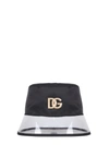 Dolce & Gabbana Nylon And Pvc Bucket Hat With Dg Logo In Black