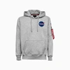 Alpha Industries Mens Grey Space Shuttle Graphic-print Cotton-blend Jersey Hoody L In 17