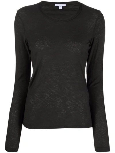 James Perse Round-neck Long-sleeved T-shirt In Green