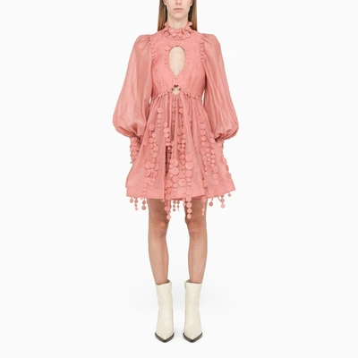Zimmermann Pink Concert Disc Mini Dress | ModeSens