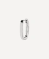 Maria Black White Rhodium-plated Woods Single Huggie Hoop Earring In Silver
